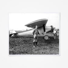 Charles Lindbergh with the Spirit of St. Louis aircraft