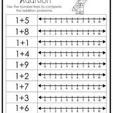 A child adding numbers on a math worksheet.
