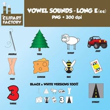 An educational illustration explaining the long E vowel sound.