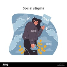 Illustration showing a person marked by social stigma
