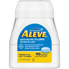 A bottle of Aleve naproxen pain reliever