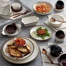A substantial meal with several dishes on a table