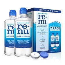 A bottle of ReNu contact-lens solution