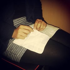 A cloth napkin placed on a diner’s lap