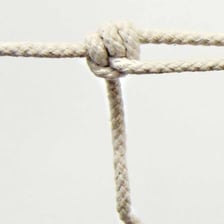 A rope stretched tightly between two points.