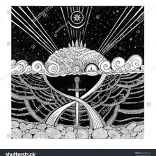 An artistic depiction of the mythical island of Avalon