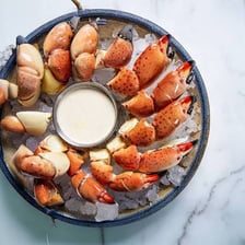 Cooked crab claws served as seafood.