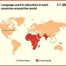 An educational map displaying names of languages from around the world