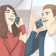 Two people communicating by phone while staying in touch