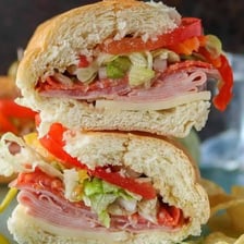 A sandwich made with sliced cold cuts