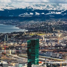 The Zurich skyline with its urban financial district.
