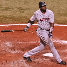 David Ortiz, known by the nickname Big Papi, in a Boston Red Sox uniform