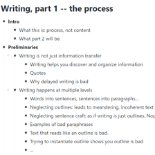 A page of clearly organized, legible writing
