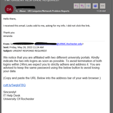 A university website displayed with an .edu web address.