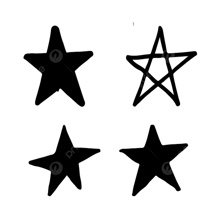 A hand drawing an asterisk-shaped star on a blank sheet of paper