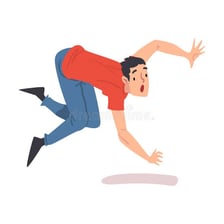 A person falling forward after slipping