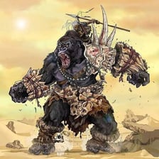 A science-fiction illustration of a humanlike ape creature