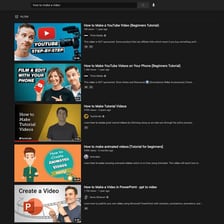 Computer screen displaying online video thumbnails