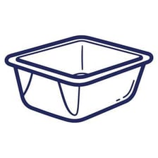A container shown empty after its contents have been used