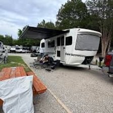 Recreational vehicles parked at a trailer park