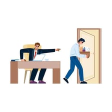 A manager dismissing an employee in an office