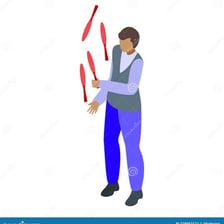 A simple illustration of a person juggling to show eye-hand coordination