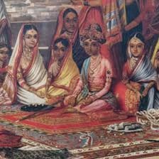A historical depiction of Indian rajas in royal dress