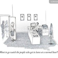 An office worker packing up at the end of the workday