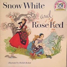 An illustration of the sisters Snow White and Rose Red from the fairy tale.