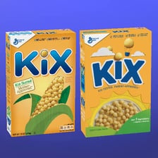 A Kix cereal box featuring the brand’s kid-oriented packaging.