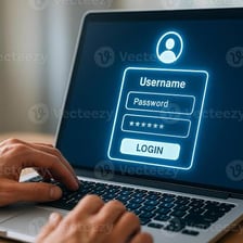 A person entering login credentials on a computer