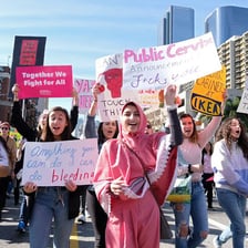 A demonstration addressing gender discrimination and equality.