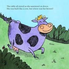 A cartoon purple cow illustrating the quoted poem