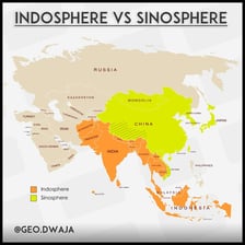 Map showing India and China in relation to each other.