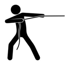 A person pulling on a rope