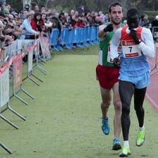 One competitor overtaking another in a race