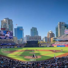 San Diego Padres players or a game at their baseball stadium.