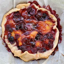A freshly baked pie with a flaky crust.