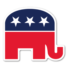 The elephant symbol commonly associated with the Republican Party.