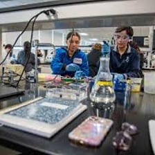Scientists working in a modern biology laboratory
