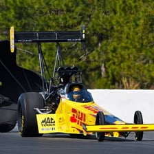 A drag racing car associated with nitro fuel