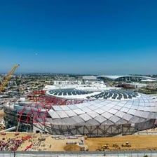 A large domed sports stadium