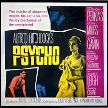 Poster artwork for Alfred Hitchcock's 1960 film Psycho