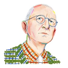 Portrait of mystery writer Len Deighton.