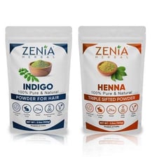 Indigo pigment and henna prepared as natural dye materials.