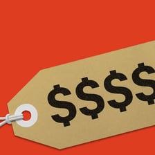 Price tag indicating that an item costs money