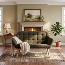 Small upholstered settee in a living room