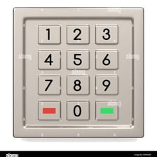 An automated teller machine with a keypad for entering a PIN.