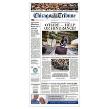 A front page of the Chicago Tribune newspaper