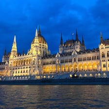 The Danube River flowing through Budapest.